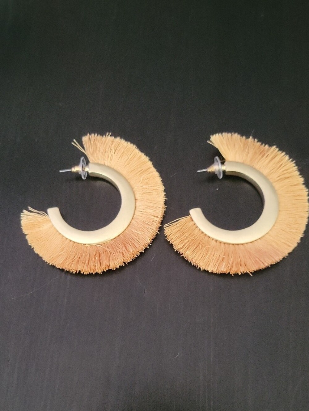 Fringe Hoop Statement Earrings in Gold